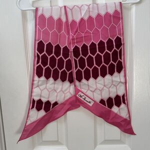 St Ramon Se Rectangle Scarf Pink White Geometric